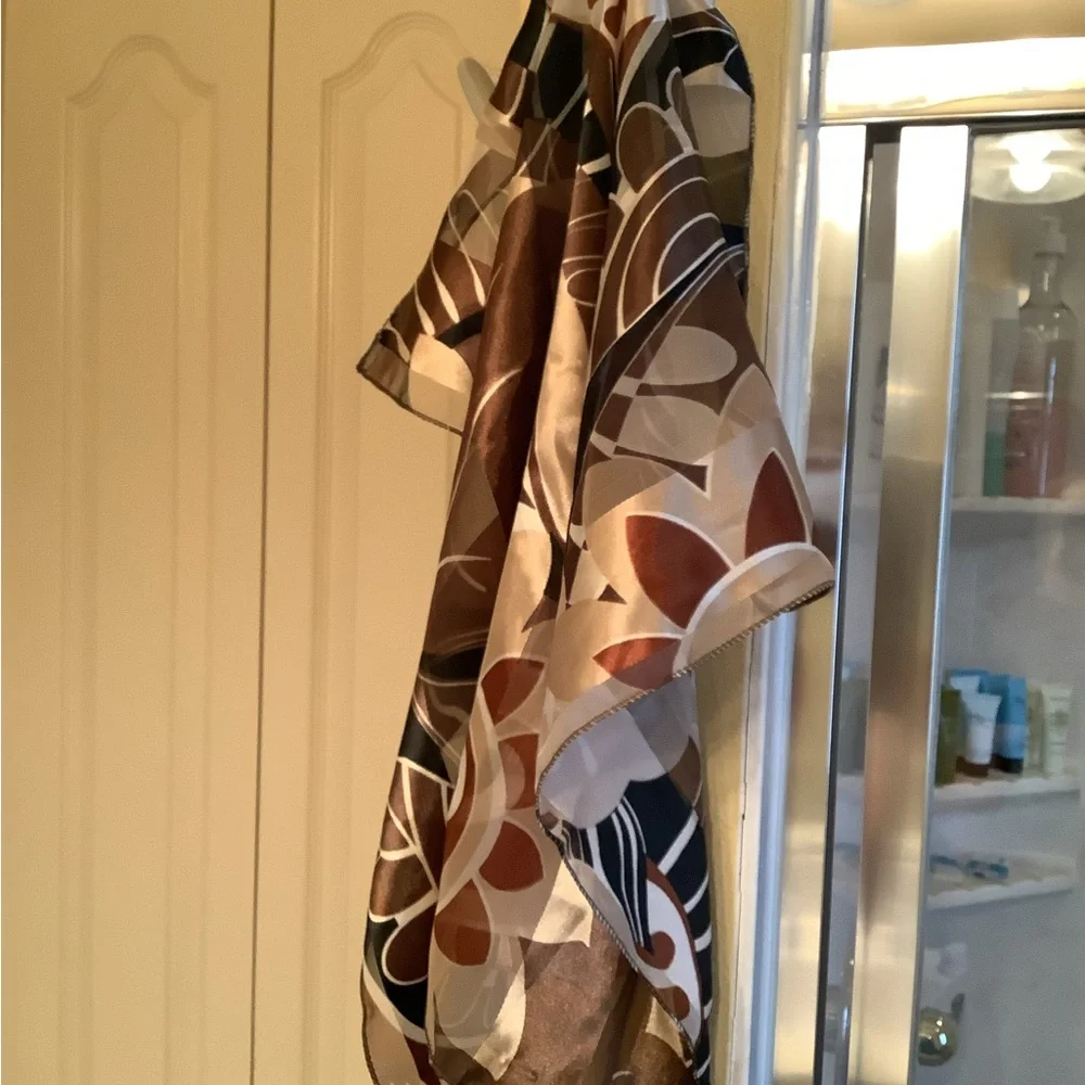 Fall silk scarf earth tones fall colors square nice gift idea brown beig…